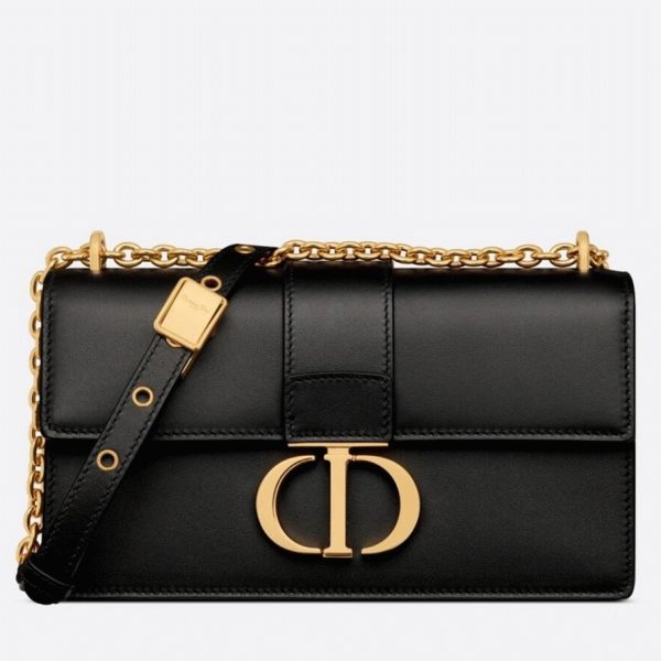 Réplique Sac Dior 30 Montaigne East-West avec chaîne en veau noir