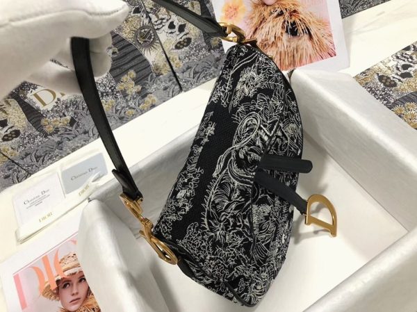Contrefaçon Sac Saddle Dior en jacquard inversé Toile de Jouy bleue – Image 6