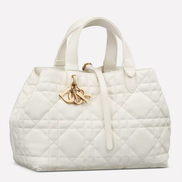 Contrefaçon Sac Toujours Medium Dior en veau macrocannage blanc