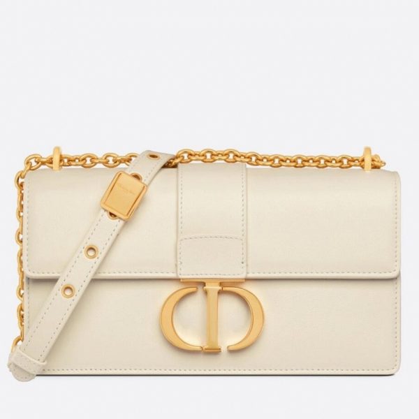 Fausse Sac Dior 30 Montaigne East-West avec chaîne en veau blanc