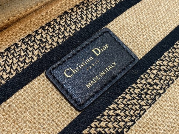 Fausse Sac Lady D-Lite Medium en toile de jute beige motif Union Dior – Image 6