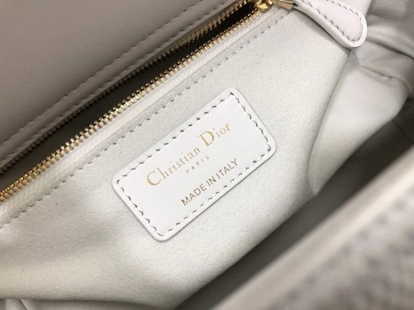 Réplique Sac Lady D-Lite Medium en tissu technique Macrocannage blanc – Image 2