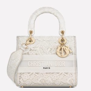 Fausse Sac Lady D-Lite Medium en broderie effet macramé