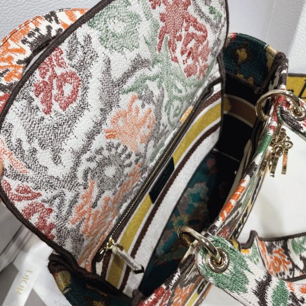 Faux Sac Lady D-Lite Medium en broderie Paisley jaune Dior – Image 8