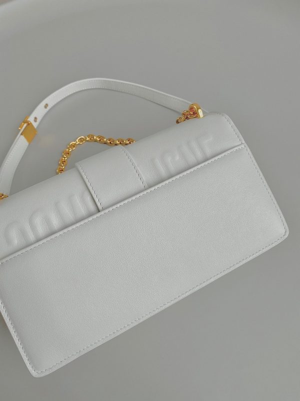Fausse Sac Dior 30 Montaigne East-West avec chaîne en veau blanc – Image 8