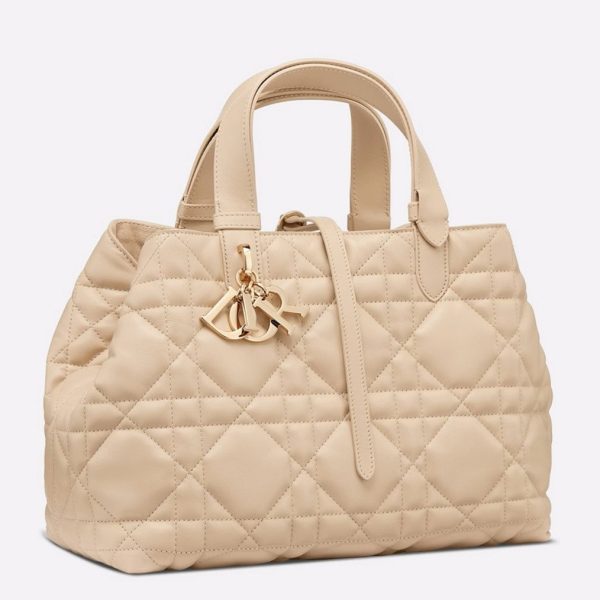 Contrefaçon Sac Toujours Medium Dior en veau macrocannage beige