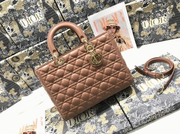 Imitation Sac Lady Dior Large en rose poudré – Image 5