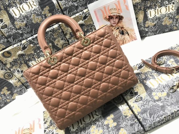 Imitation Sac Lady Dior Large en rose poudré – Image 4