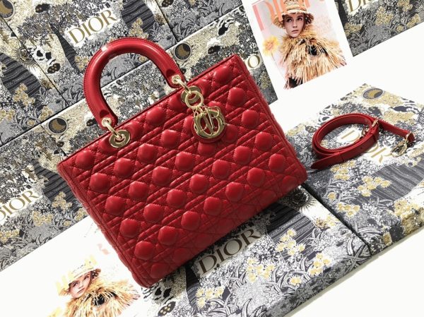Réplique Sac Lady Dior Large en rouge – Image 10