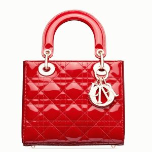 Réplique Petit Sac Lady Dior en veau verni rouge cannage