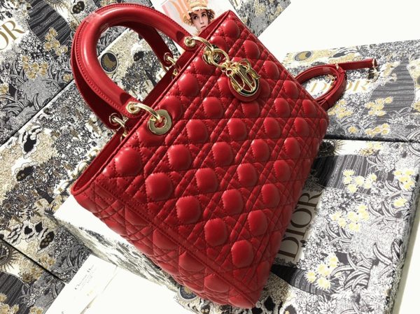 Réplique Sac Lady Dior Large en rouge – Image 6