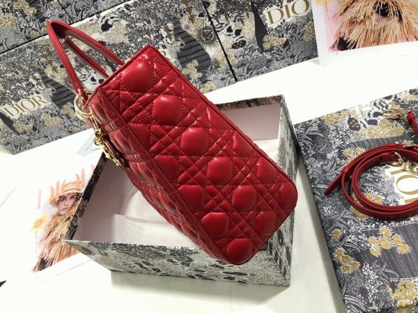 Réplique Sac Lady Dior Large en rouge – Image 5