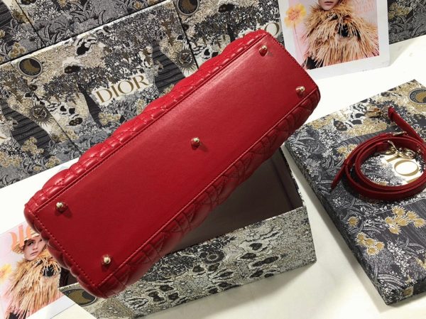 Réplique Sac Lady Dior Large en rouge – Image 4