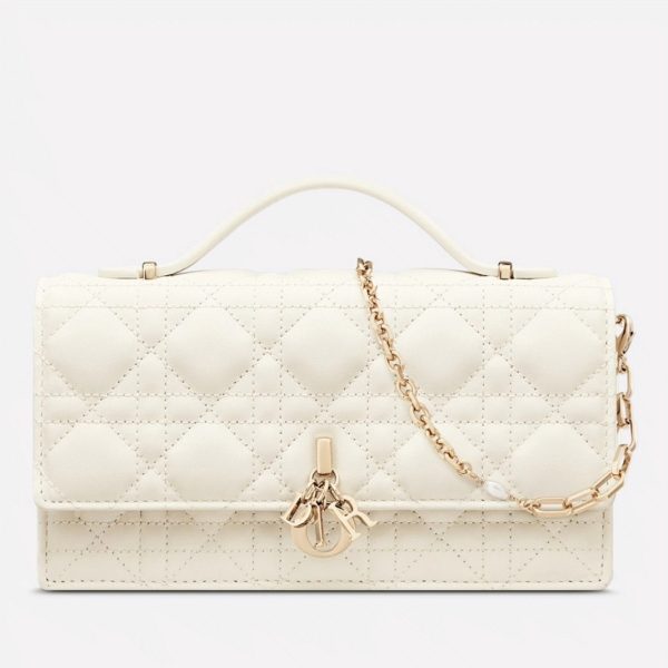 Fausse Mini Sac Miss Dior en agneau cannage blanc