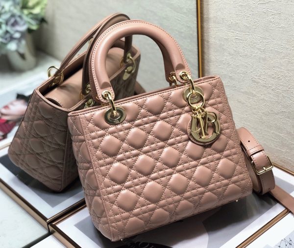 Fausse Sac Lady Dior Medium en rose poudré – Image 9