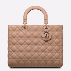 Contrefaçon Sac Lady Dior Large en rose poudré