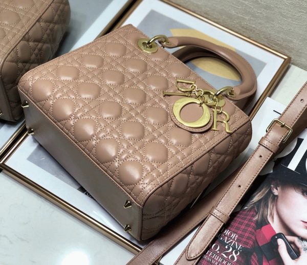 Fausse Sac Lady Dior Medium en rose poudré – Image 8