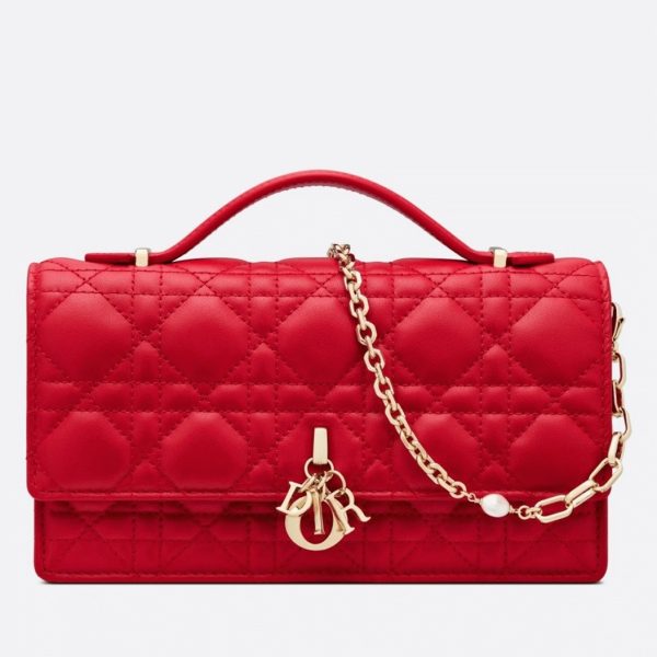 Contrefaçon Mini Sac Miss Dior en agneau cannage rouge