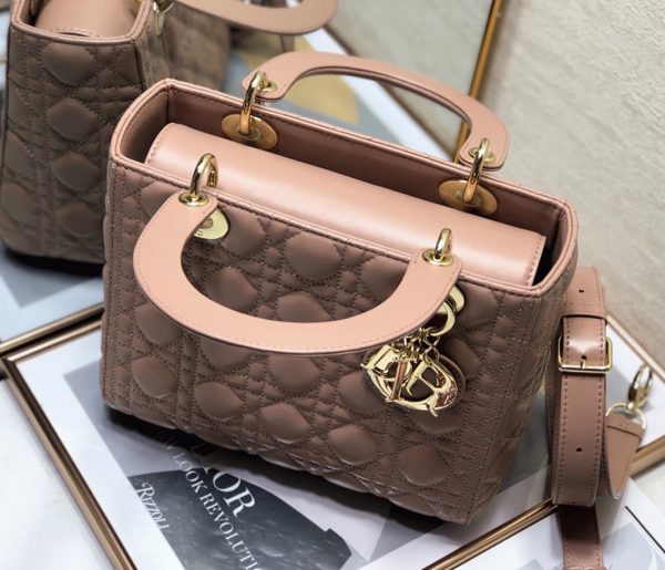 Fausse Sac Lady Dior Medium en rose poudré – Image 3