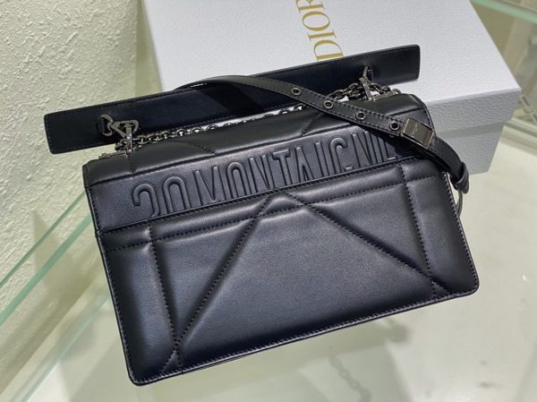 Fausse Sac Dior 30 Montaigne avec poignée en agneau noir – Image 5