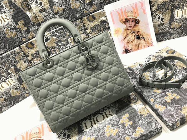 Fausse Sac Lady Dior Large en gris – Image 9