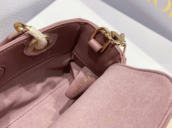 Fausse Micro Sac Lady D-Joy en agneau cannage rose pivoine – Image 10