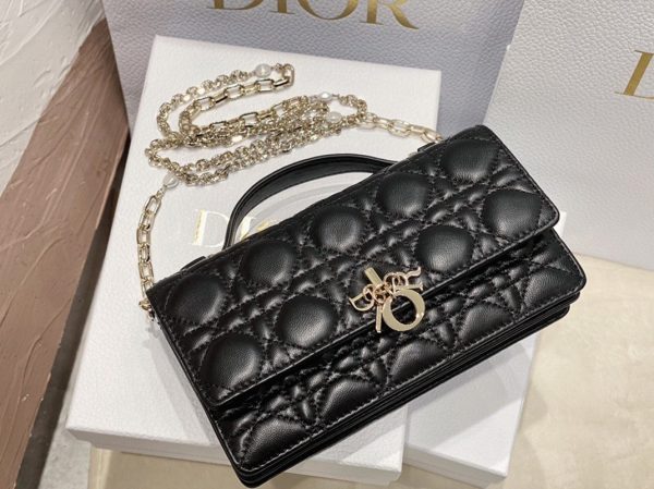 Réplique Mini Sac Miss Dior en agneau cannage noir – Image 9