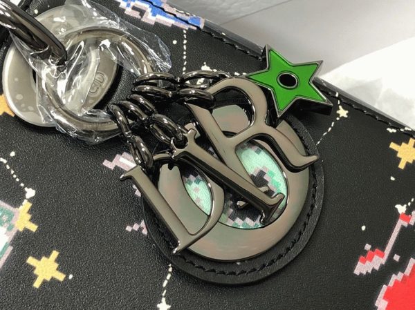 Réplique Mini Sac Lady Dior en veau noir avec imprimé Zodiac Pixel – Image 8