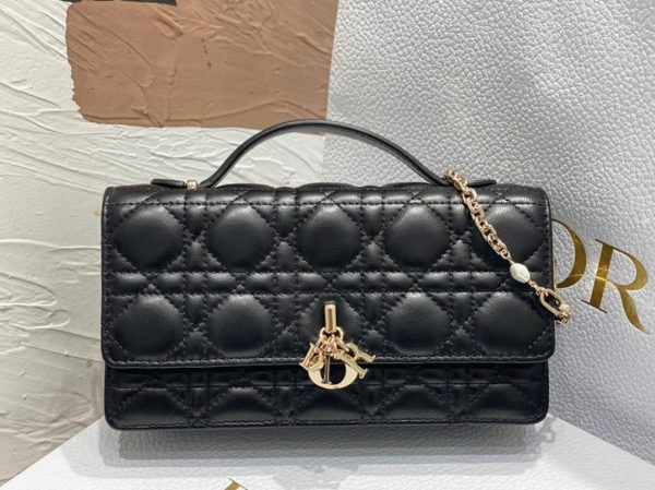 Réplique Mini Sac Miss Dior en agneau cannage noir – Image 8
