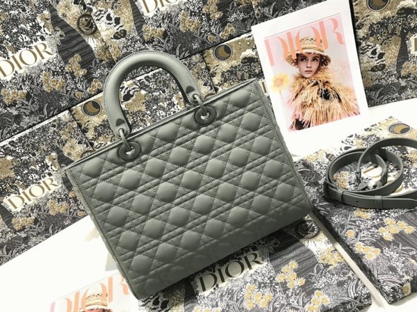 Fausse Sac Lady Dior Large en gris – Image 2