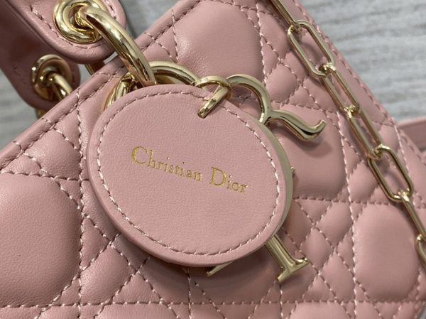 Réplique Sac Lady D-Joy Medium en rose pivoine – Image 7