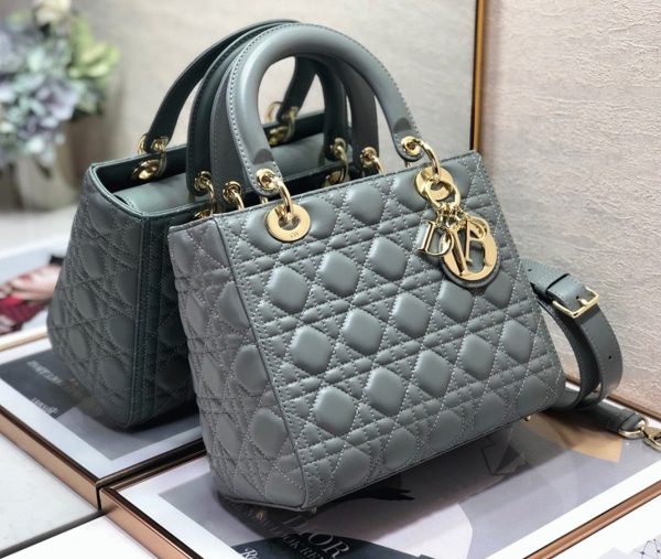 Réplique Sac Lady Dior Medium en gris – Image 4