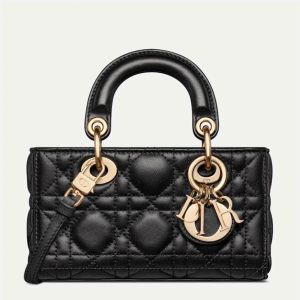 Réplique Micro Sac Lady D-Joy en agneau cannage noir