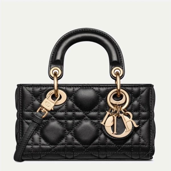 Réplique Micro Sac Lady D-Joy en agneau cannage noir