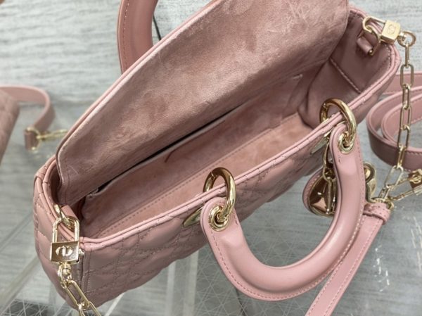 Réplique Sac Lady D-Joy Medium en rose pivoine – Image 4