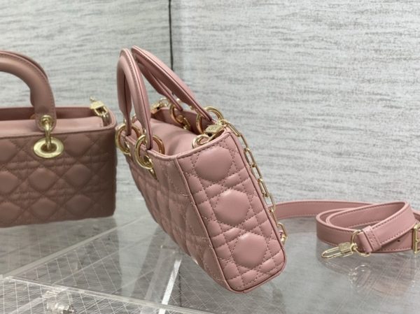 Réplique Sac Lady D-Joy Medium en rose pivoine – Image 3