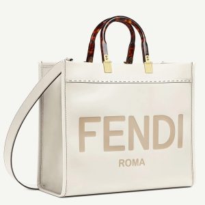 Réplique Fendi Sunshine Moyen Sac Cabas en cuir de veau blanc