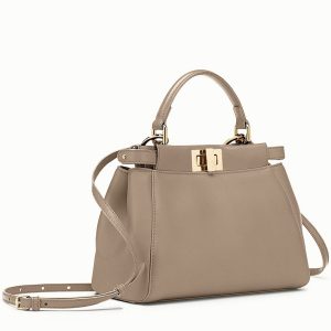 Réplique Fendi Peekaboo Mini Sac en cuir nappa gris colombe