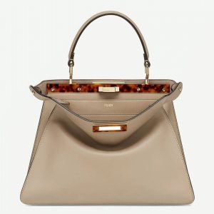 Contrefaçon Fendi Peekaboo ISeeU Moyen Sac en cuir de veau gris
