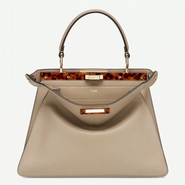 Contrefaçon Fendi Peekaboo ISeeU Moyen Sac en cuir de veau gris