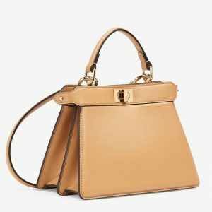 Réplique Fendi Peekaboo ISeeU Petit Sac en cuir nappa beige