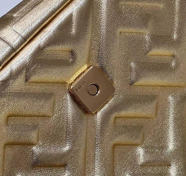 Fausse Fendi Baguette Grand Sac en or FF – Image 3