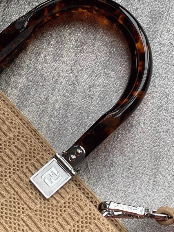 Contrefaçon Fendi Sunshine Moyen Sac Cabas en tissu beige FF – Image 7