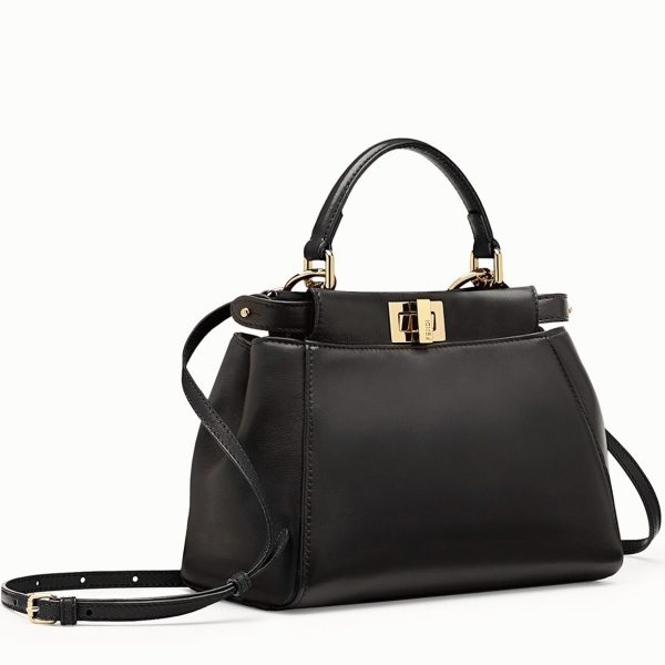 Fausse Fendi Peekaboo Mini Sac en cuir nappa noir
