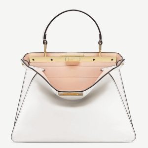 Réplique Fendi Peekaboo ISeeU Moyen Sac en cuir de veau blanc