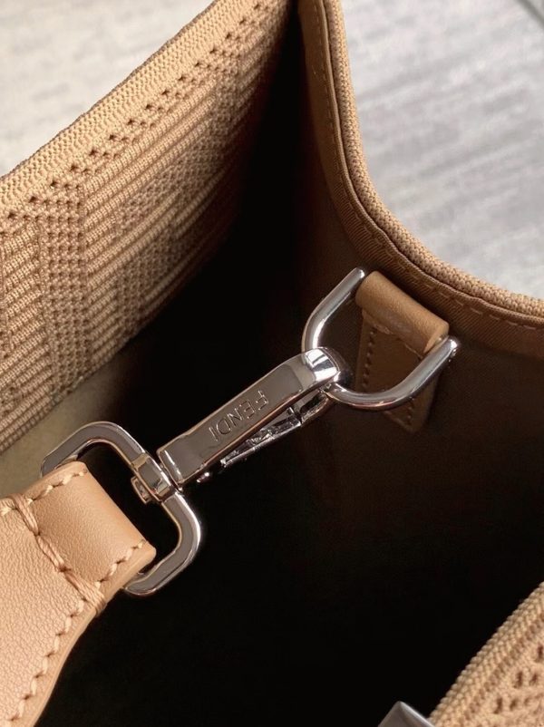 Contrefaçon Fendi Sunshine Moyen Sac Cabas en tissu beige FF – Image 4