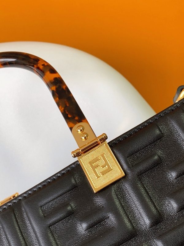 Fausse Fendi Sunshine Moyen Sac Cabas en cuir de veau noir FF – Image 9