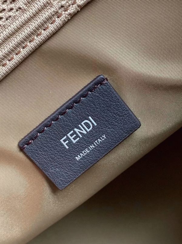 Contrefaçon Fendi Sunshine Moyen Sac Cabas en tissu beige FF – Image 2