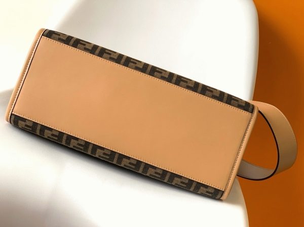 Contrefaçon Fendi Sunshine Moyen Sac Cabas en tissu jacquard brun FF – Image 2