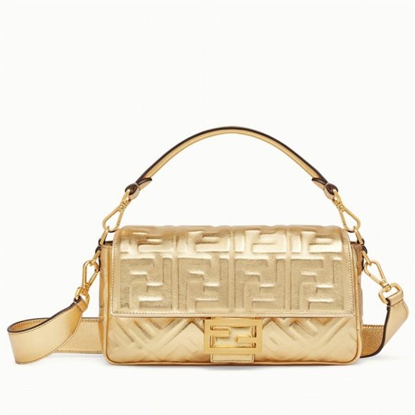 Fausse Fendi Baguette Moyen Sac en or FF